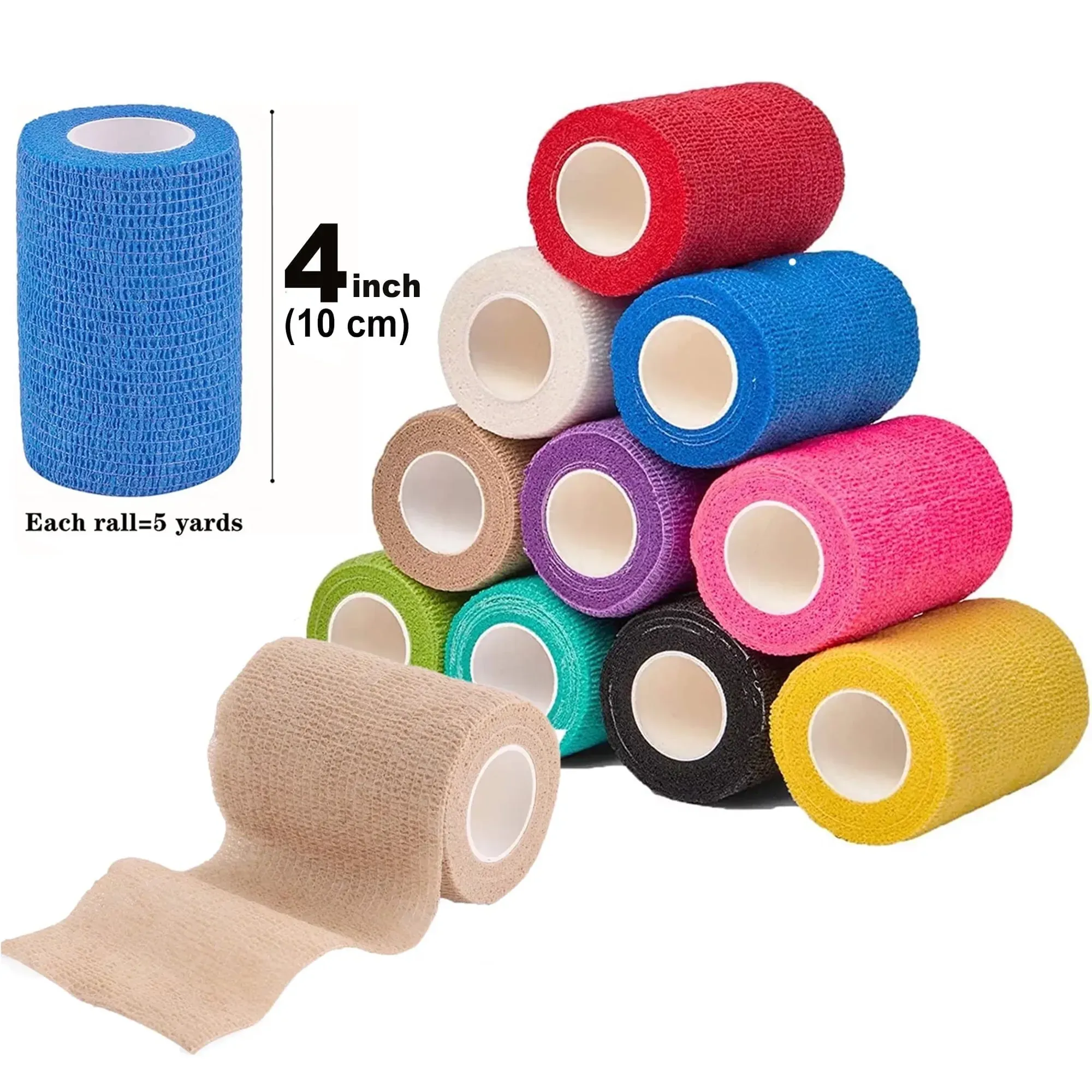 Self Adhesive Bandage Wrap, 12 Pack 4 inch x 5 Yards Waterproof Stretch Bandage Sports Tape, (2-Pack)